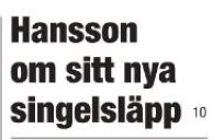 Artikel i Lokaltidningen Kristianstad - Hansson om sitt nya singelsläpp