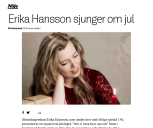 Artikel i Kristianstadsbaldet Erika Hansson sjunger om jul
