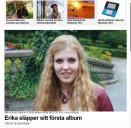 Bild på artikel i Lokaltidningen med rubriken Erika släpper sitt första album.