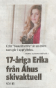 Bild på Erika i Norra Skånes första sida 2011-04-20.