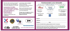 Röstsedel till Kristianstads lucia 2014